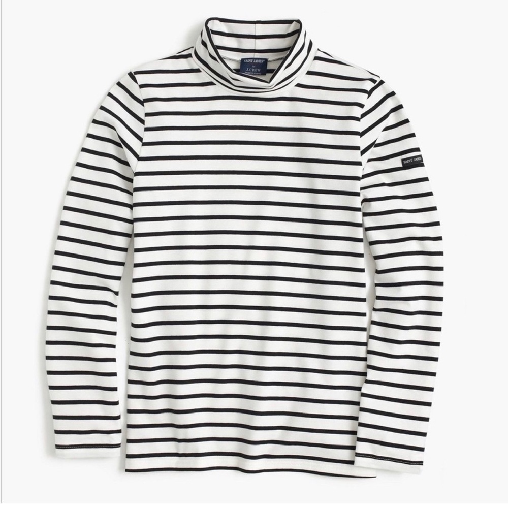 Saint James for J.Crew Black and White Striped Turtleneck, Size M